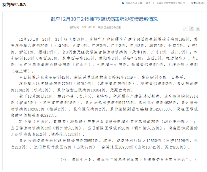 「31省增无症状161例」〃31省区市新增113例无症状-第1张图片